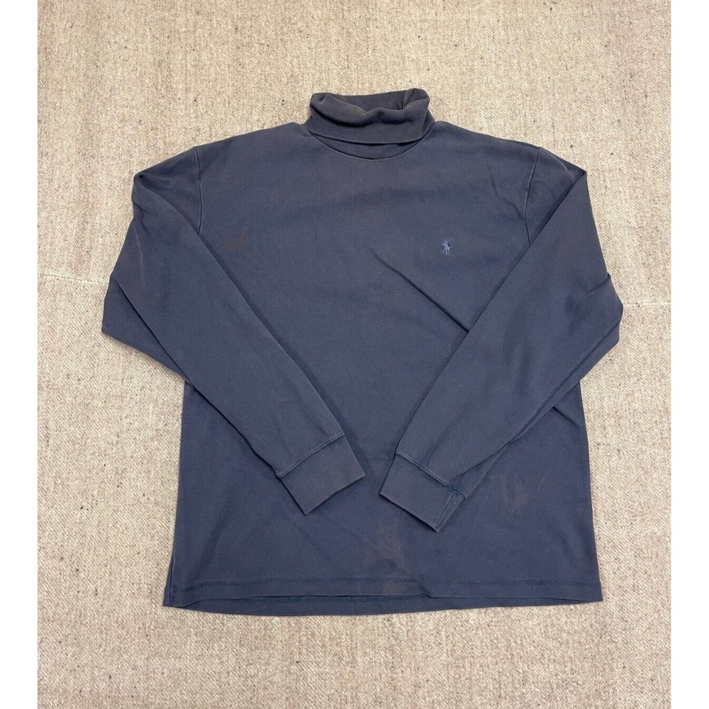 Vintage Solid Turtleneck T-Shirt Men Large Blue‎ 2000s Polo Ralph Lauren